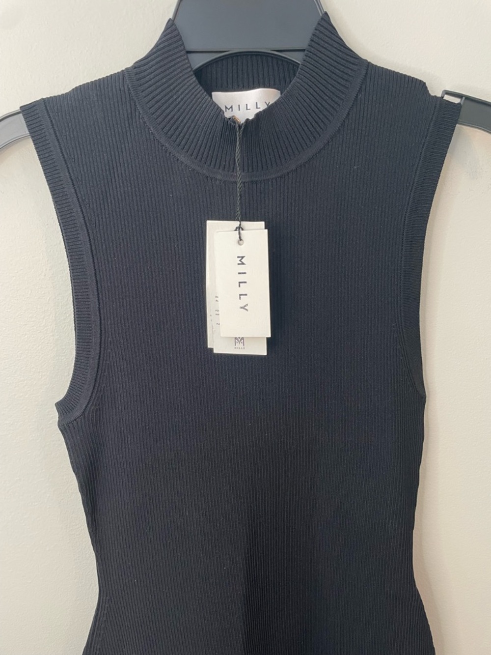 Milly Leather Pleated Skirt Knit Dress Vegan Leather Size S Black MSRP$395 NWT - Picture 4 of 8